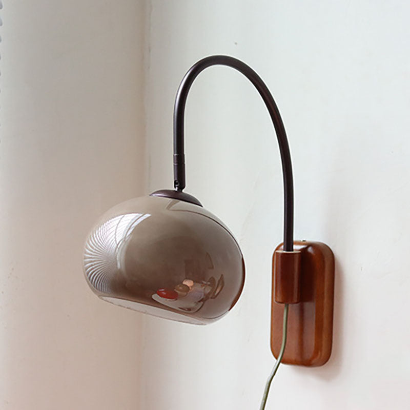 European Design Væglampe i glas og massivt træ