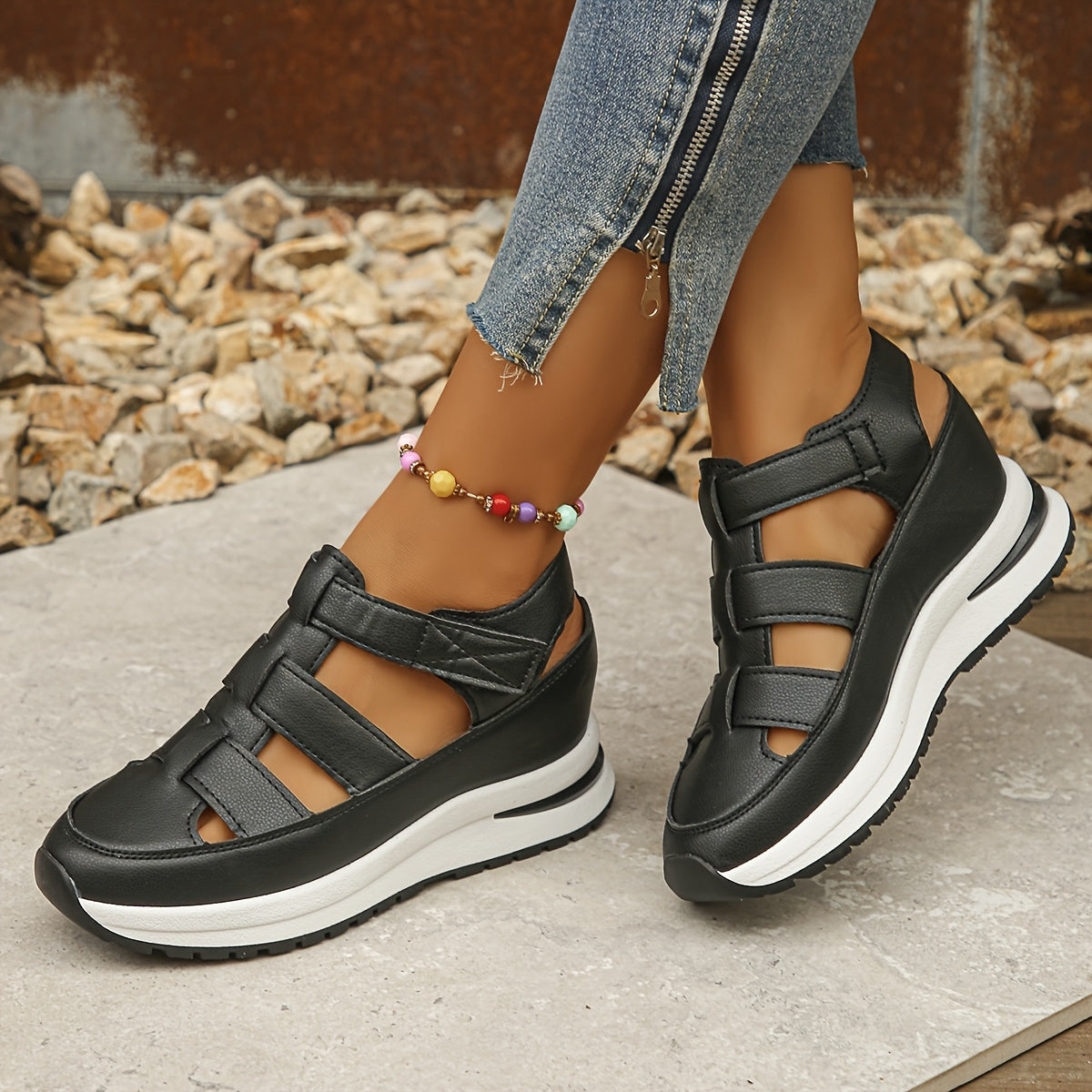 Isabella - Luksuriøse Åndbare Wedge Sandaler