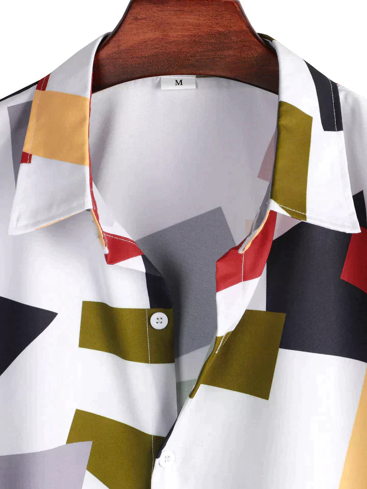 Raymund - Button-Down skjorte geometrisk farveblok print