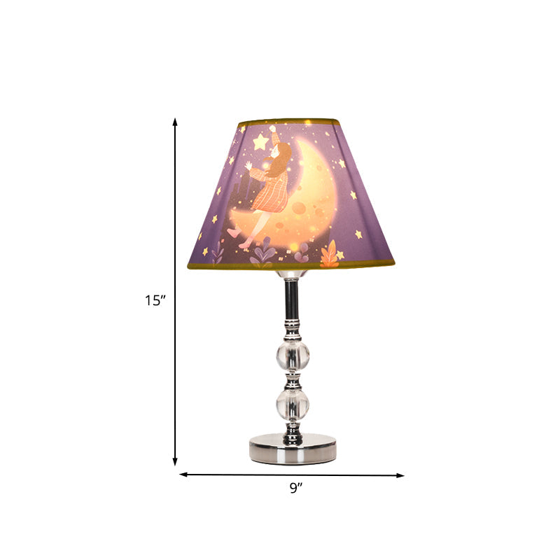 StarDreamer – Bordlampe til børn med pige- og nattehimmeltryk