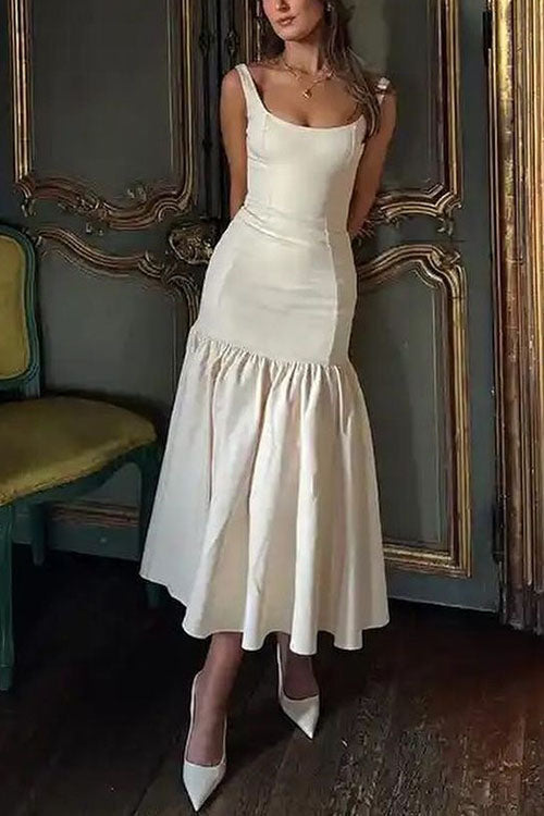 Sienna | U-hals ærmeløs flæse Bodycon Midi-kjole