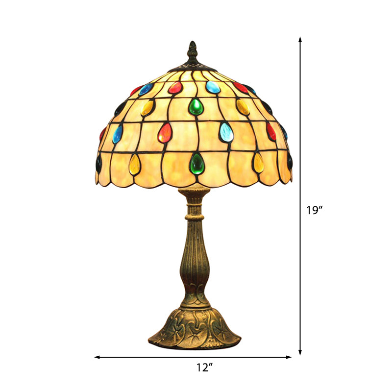 OpalGlow - Wide Shell Paraply Skrivebordslampe med Teardrop smykker