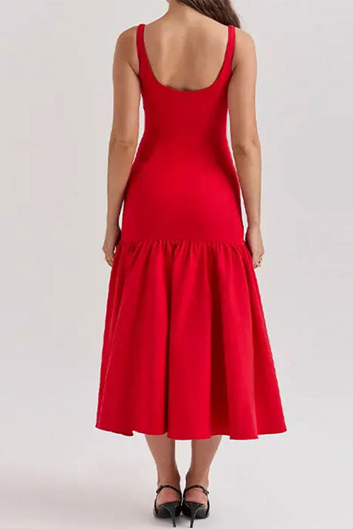 Sienna | U-hals ærmeløs flæse Bodycon Midi-kjole