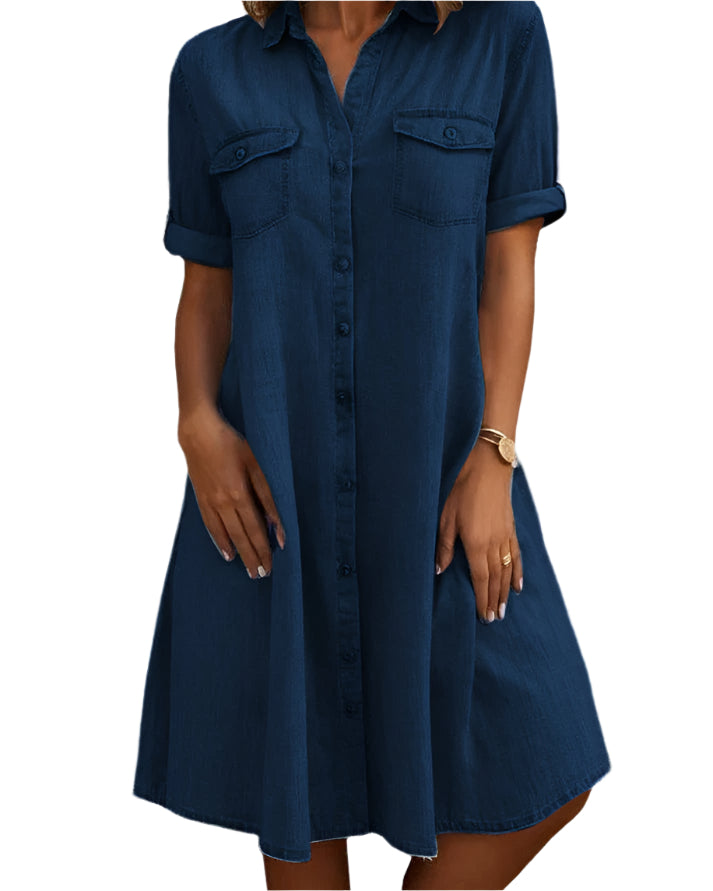 Svetlana - Kortærmet denimkjole
