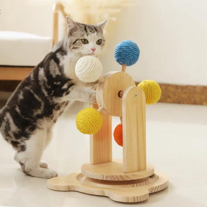 Spin & Scratch Tower - Multifunktionel kattekradsestolpe med pariserhjul