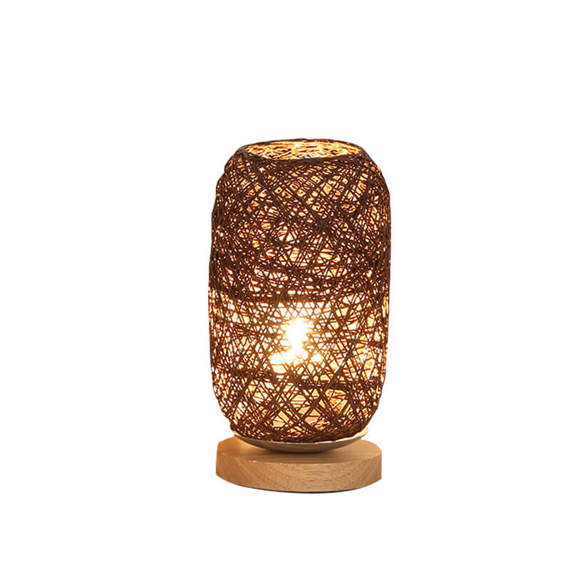 Dæmpbar og dekorativ rattankugle LED bordlampe