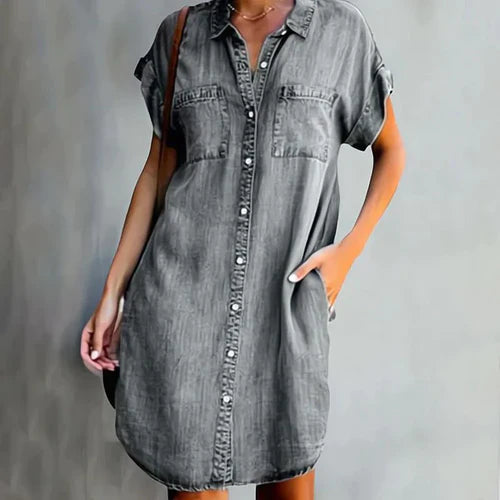 Zofie™ - Poloshirt i denim Kjole