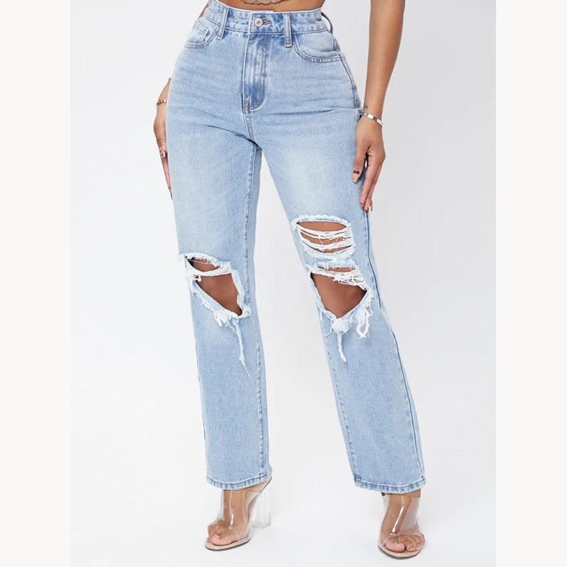 Dagmar - Højtaljede forvaskede jeans til kvinder