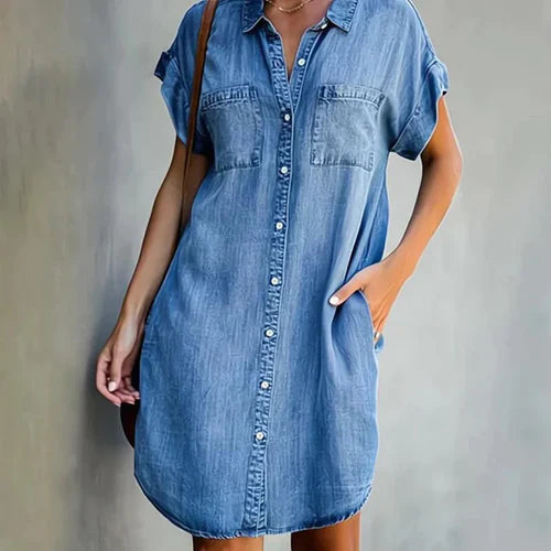 Zofie™ - Poloshirt i denim Kjole