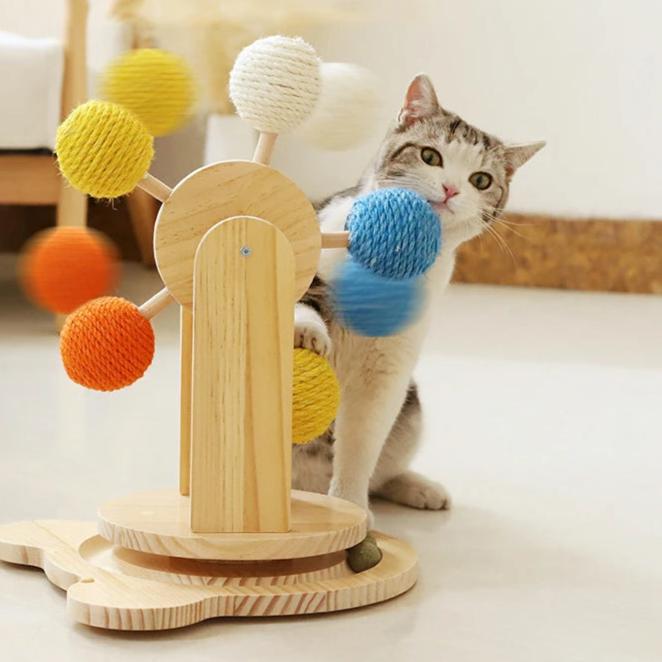 Spin & Scratch Tower - Multifunktionel kattekradsestolpe med pariserhjul