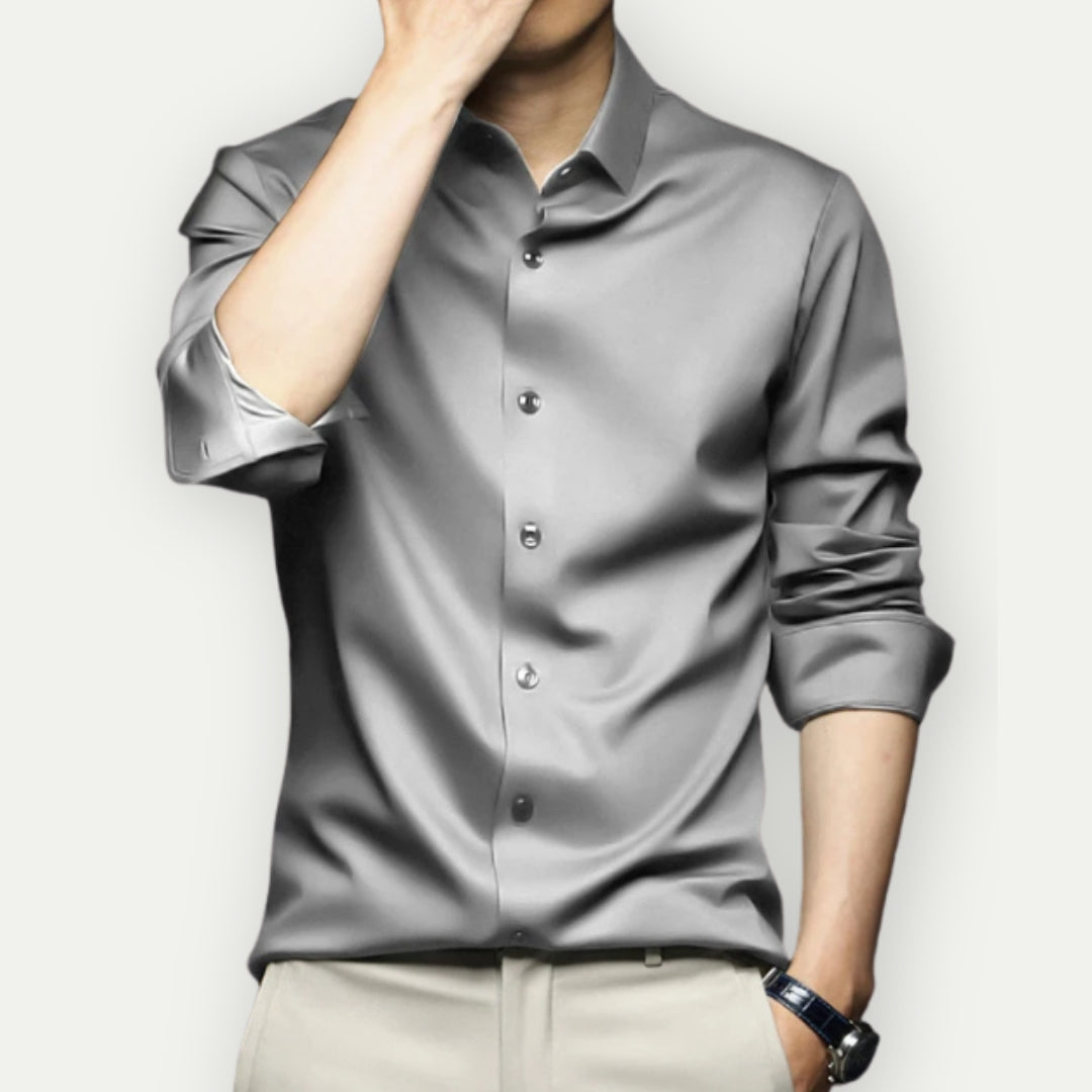 Henning - Elegant slim fit skjorte med stand-up krave