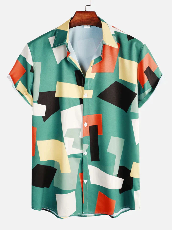Raymund - Button-Down skjorte geometrisk farveblok print