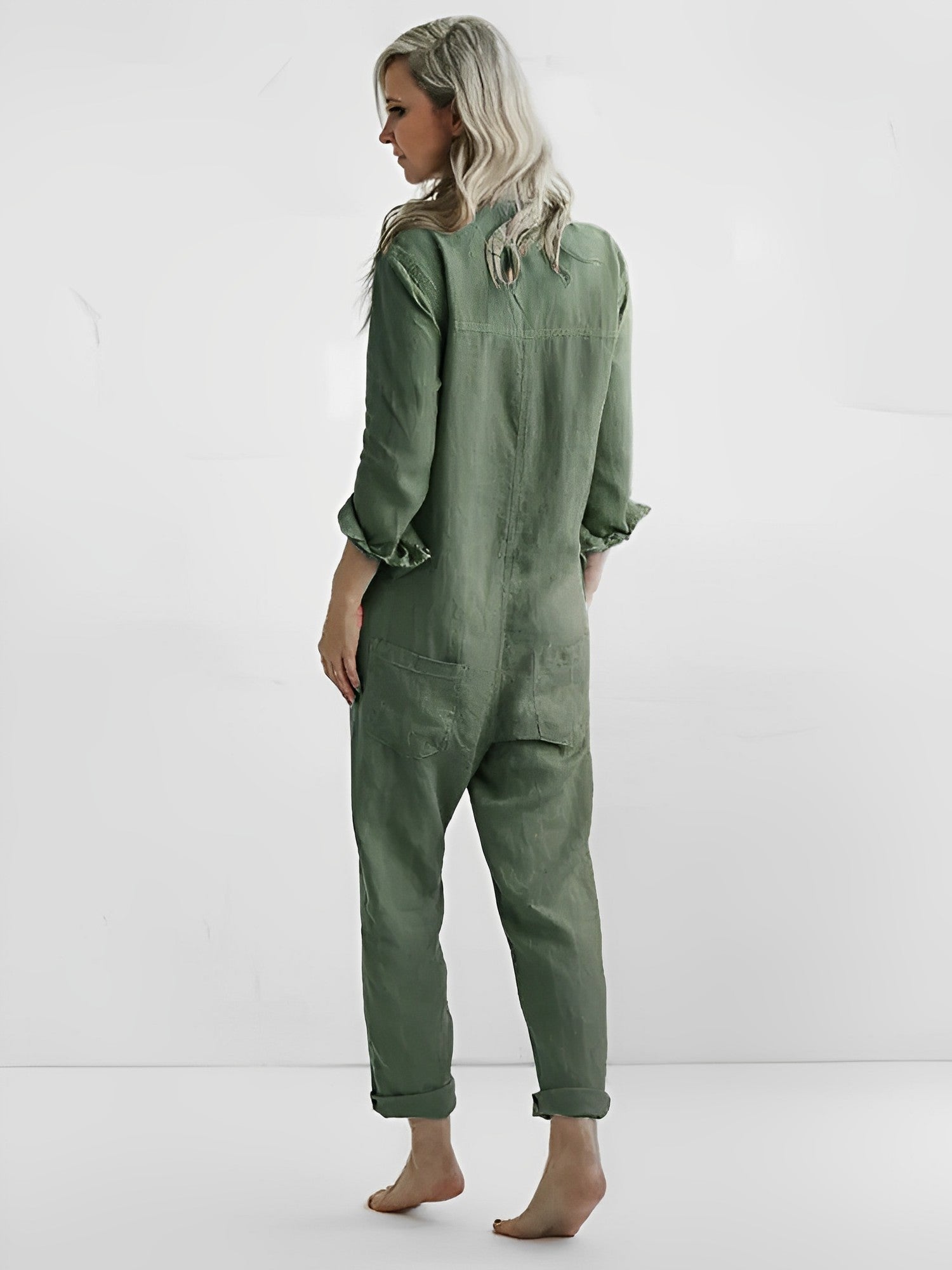 Halldora - Langærmet Jumpsuit med knap og ned