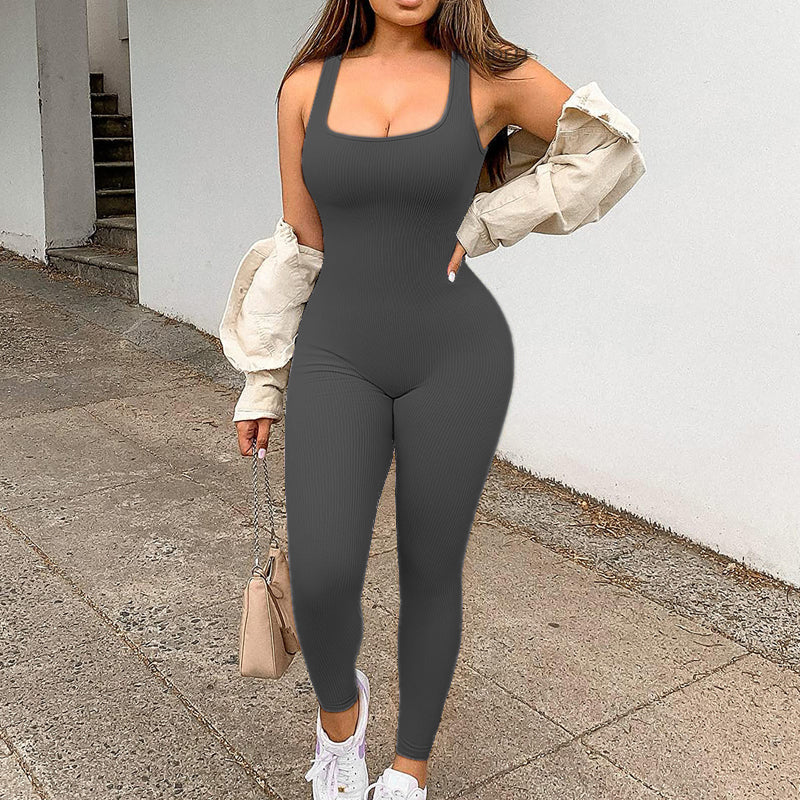 Margaux - Ribbet jumpsuit i et stykke med slim fit