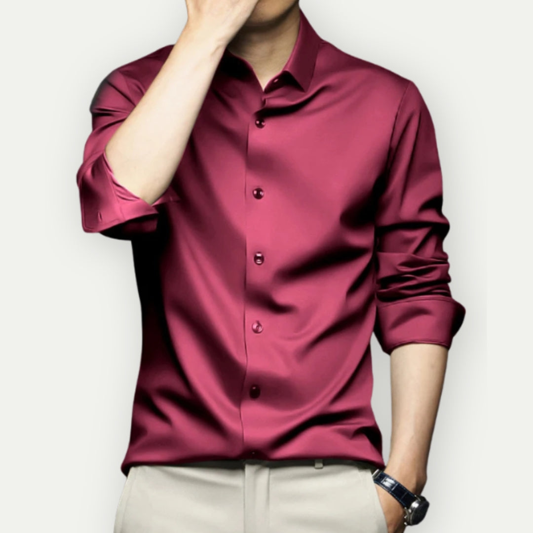 Henning - Elegant slim fit skjorte med stand-up krave