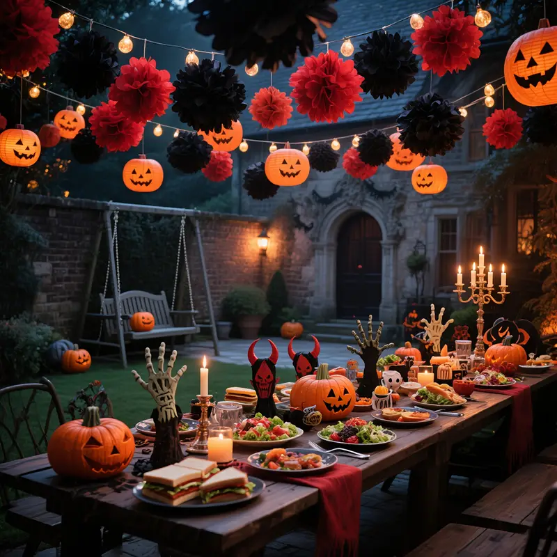 ShadowGlow Halloween Papirlanternesæt – 13 dele Græskar- og Blomsterkugledekoration