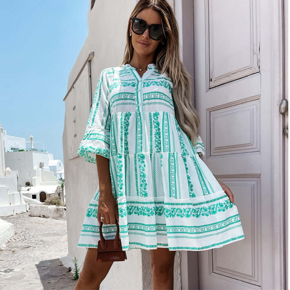 Ria - Boho sommerkjole med flæser