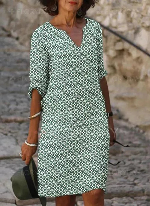 Dana - Relaxed Fit Halværmet Print Kjole