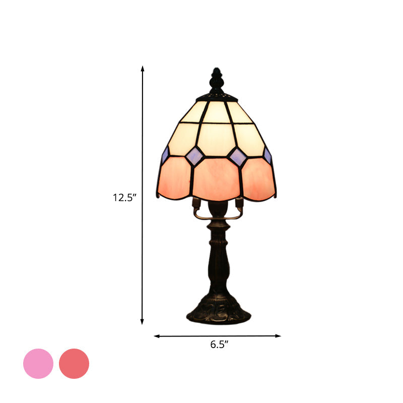 CrimsonGlow - Tiffany Style Cut glaskuppel natbordslys