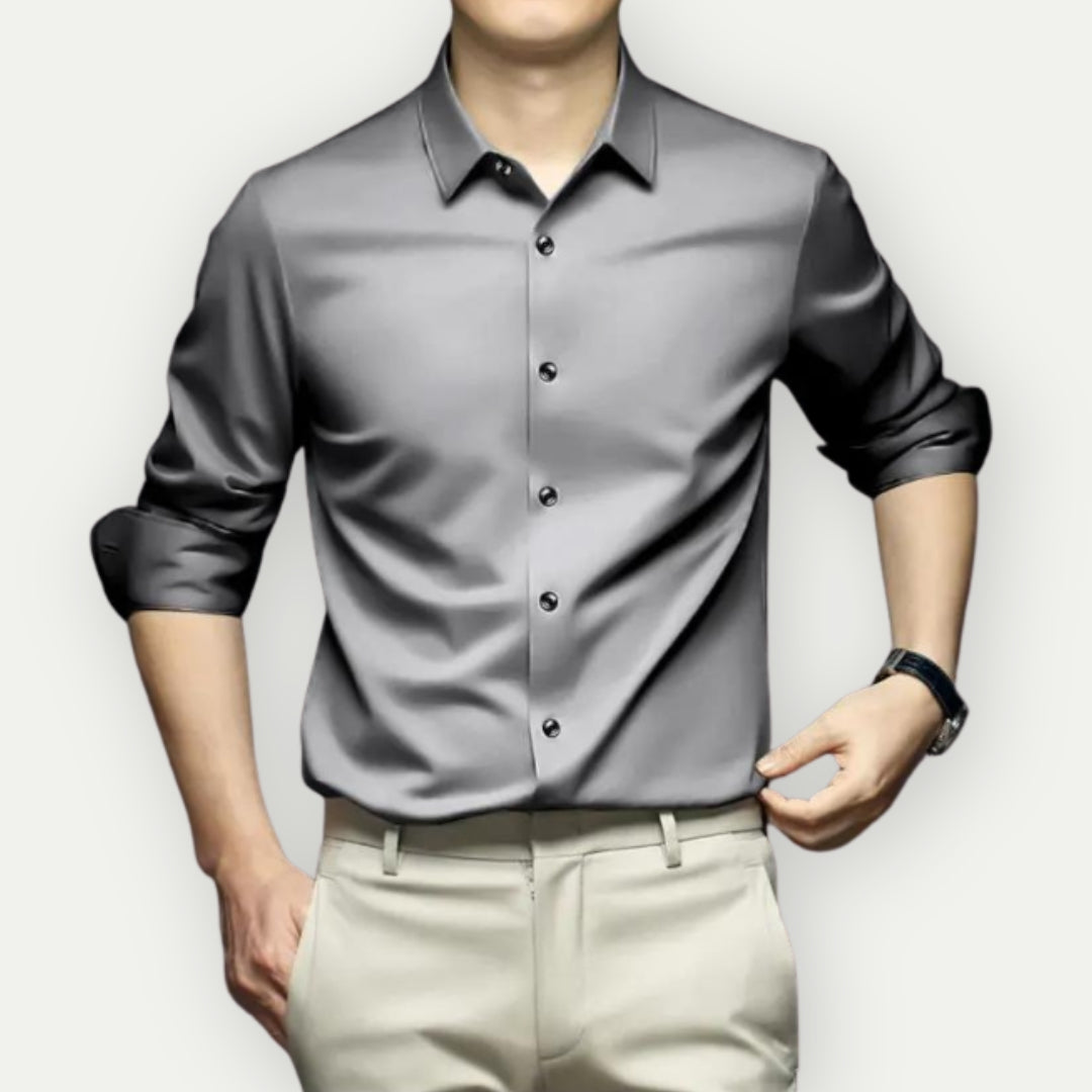 Henning - Elegant slim fit skjorte med stand-up krave