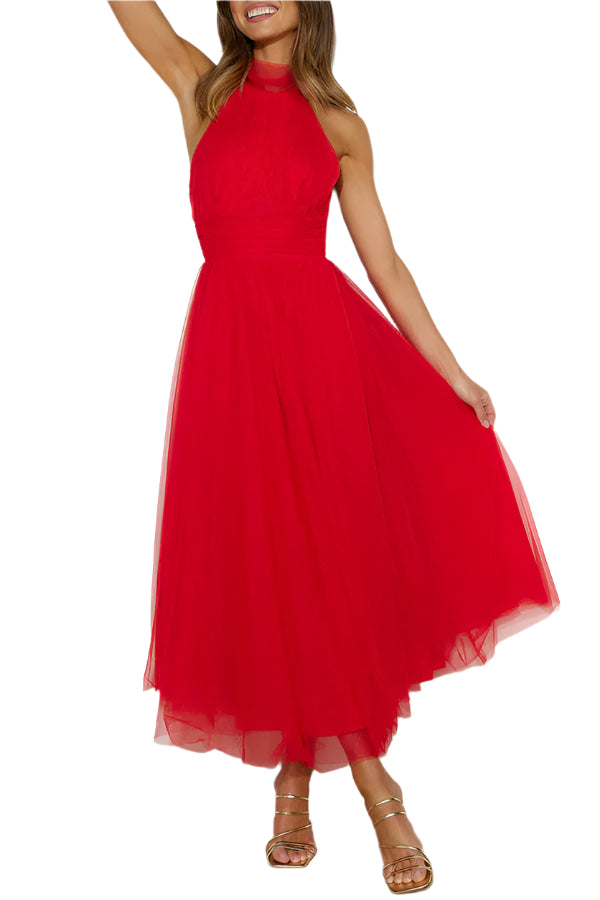 Lianna – Elegant midikjole med halterhals