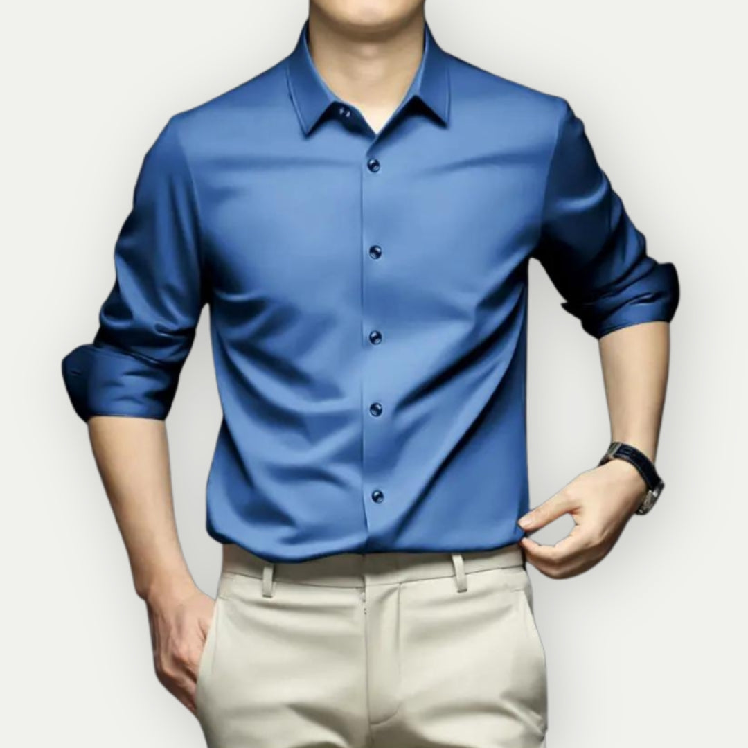 Henning - Elegant slim fit skjorte med stand-up krave