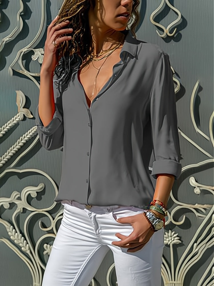Lara - Elegant langærmet top med knapper
