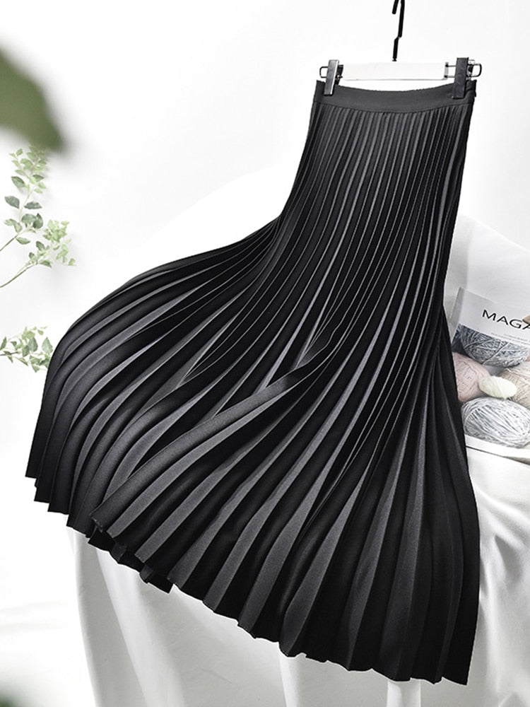 Astrid - Elegant Chic højtaljet plisseret nederdel
