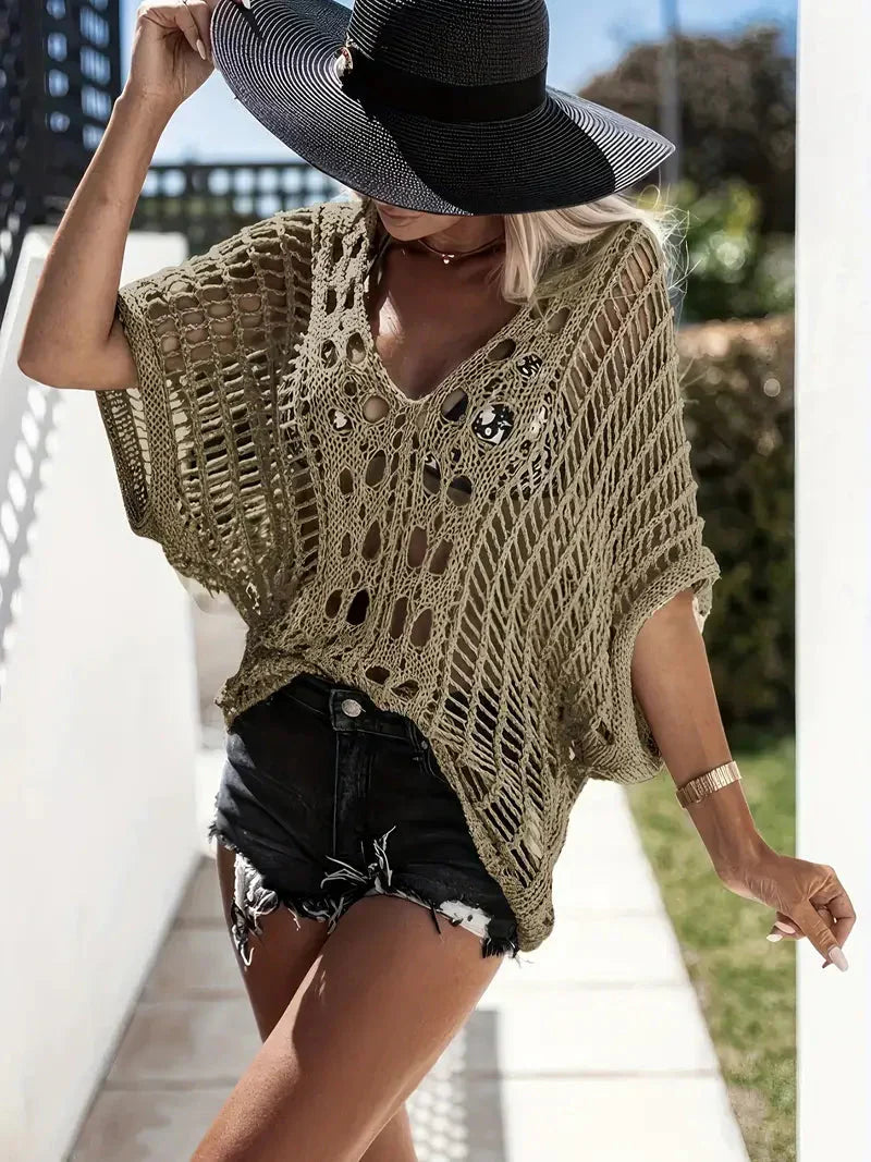 Dione - hæklet overtræksskjorte i Boho-stil