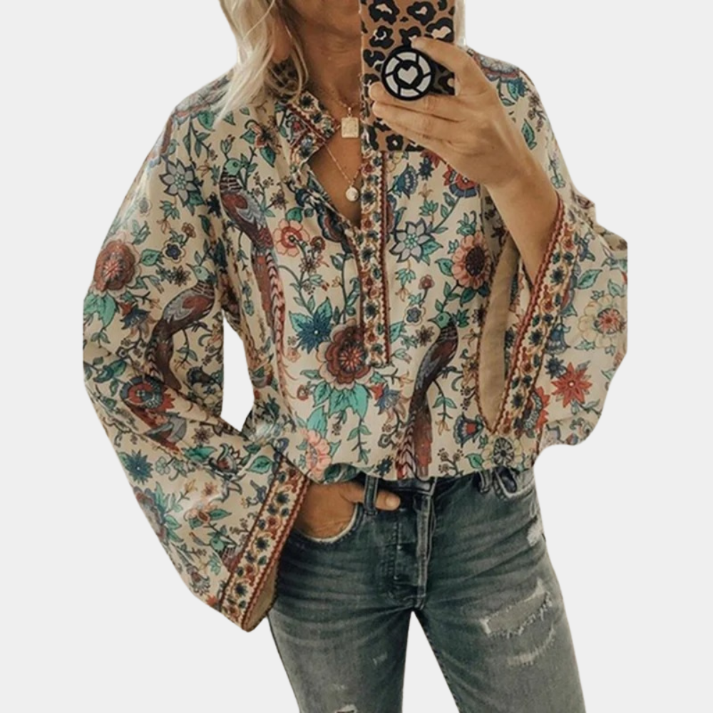 Nanna – Flowy langærmet bluse