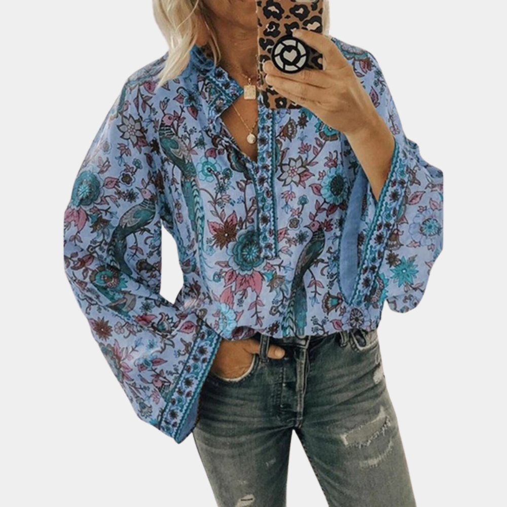 Nanna – Flowy langærmet bluse