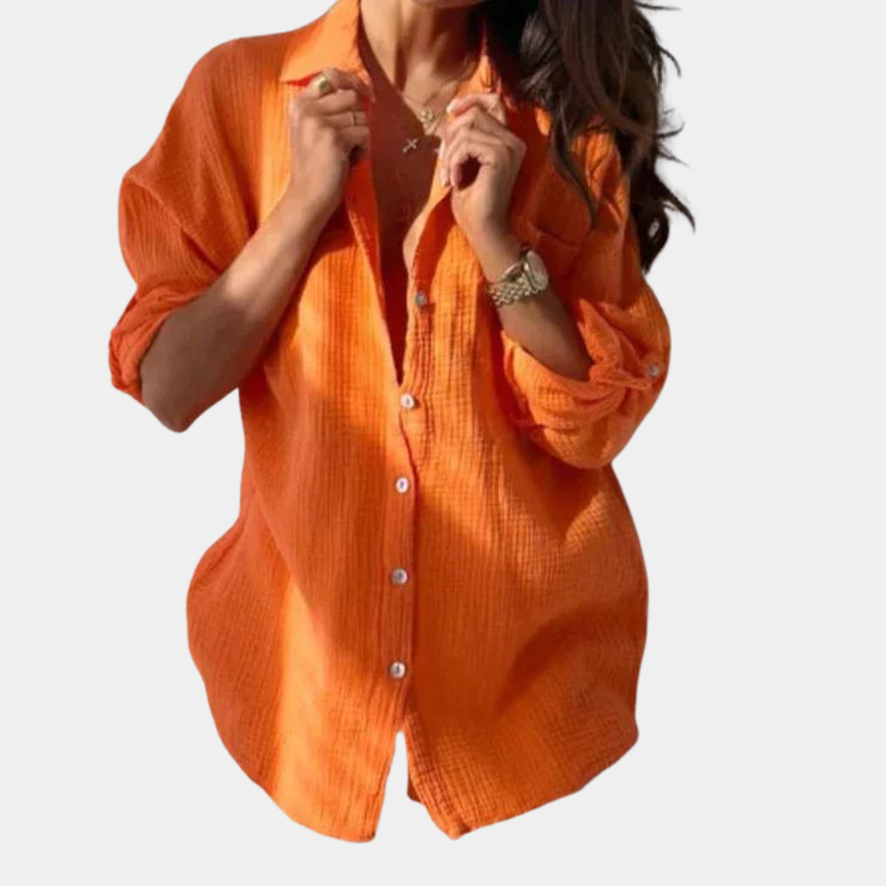 Thora – Fit Bluse med knap og reverskrave