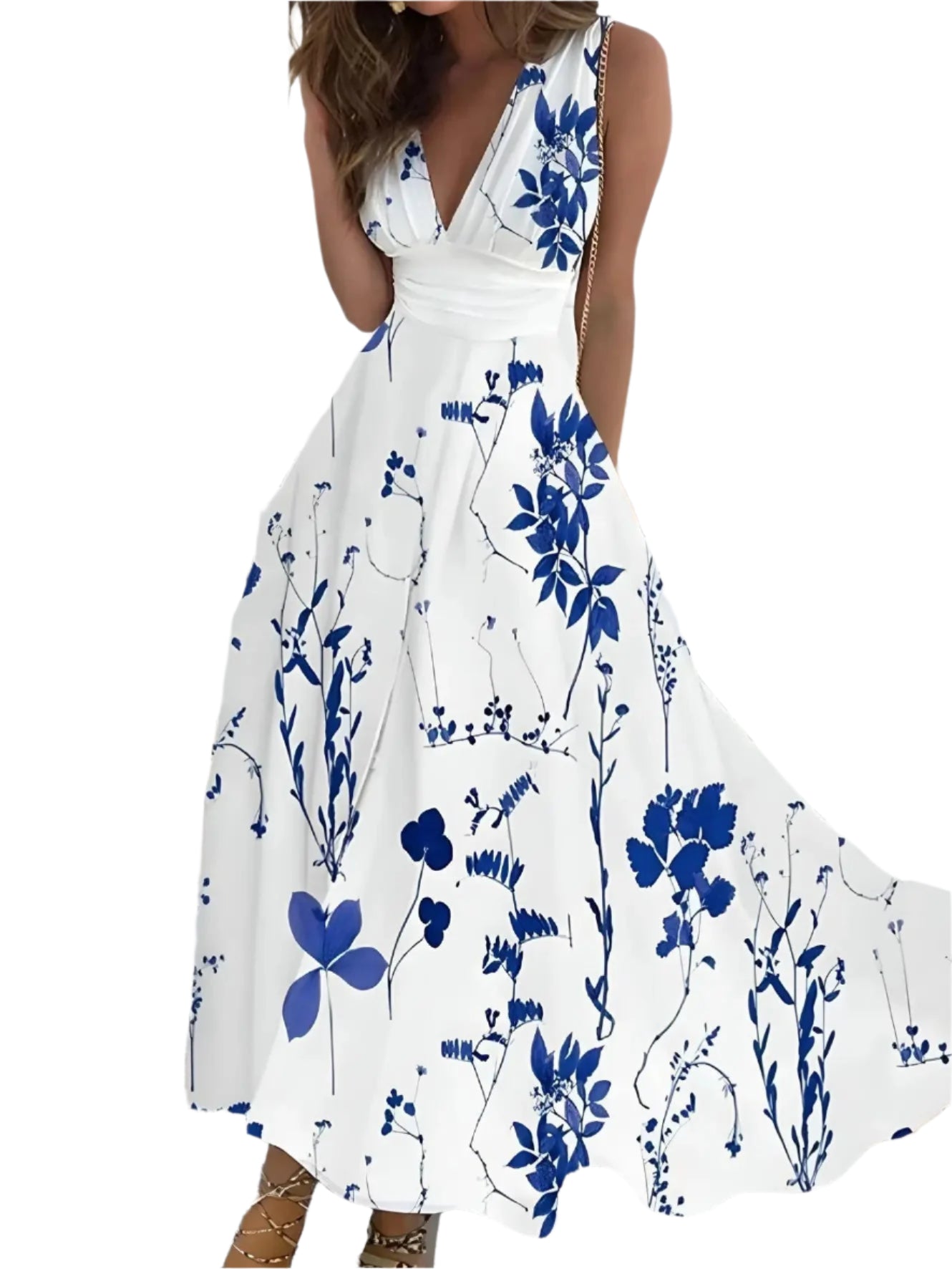 Seraphine - Blomstertryk V-hals kjole