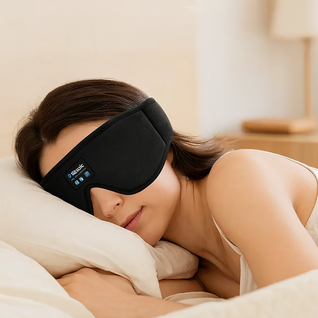 Trådløs søvnmaske med hovedtelefoner – 3D-øjenmaske med BT 5.0 og ultratynde, vaskbare højttalere