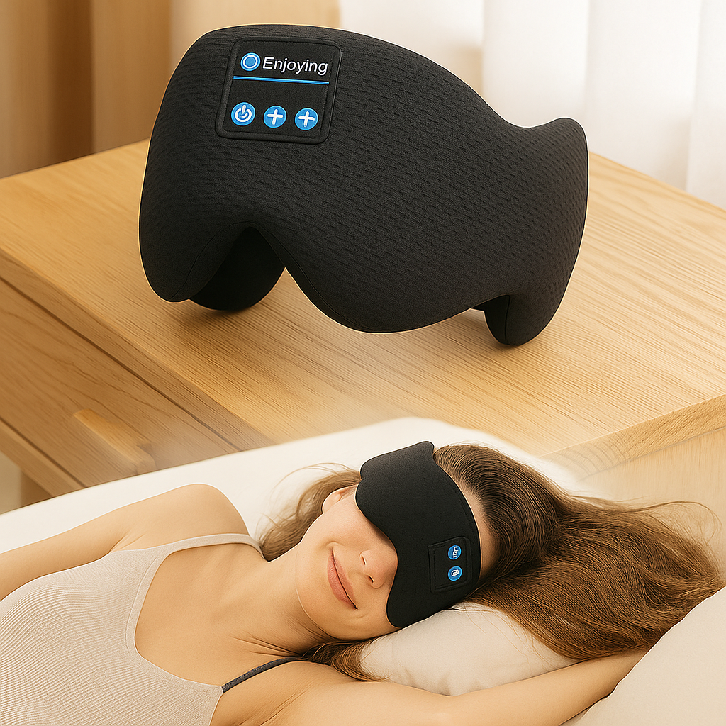 Genopladelig trådløs sovemaske – Ultrablød med hægtelukning og rejsevenligt design