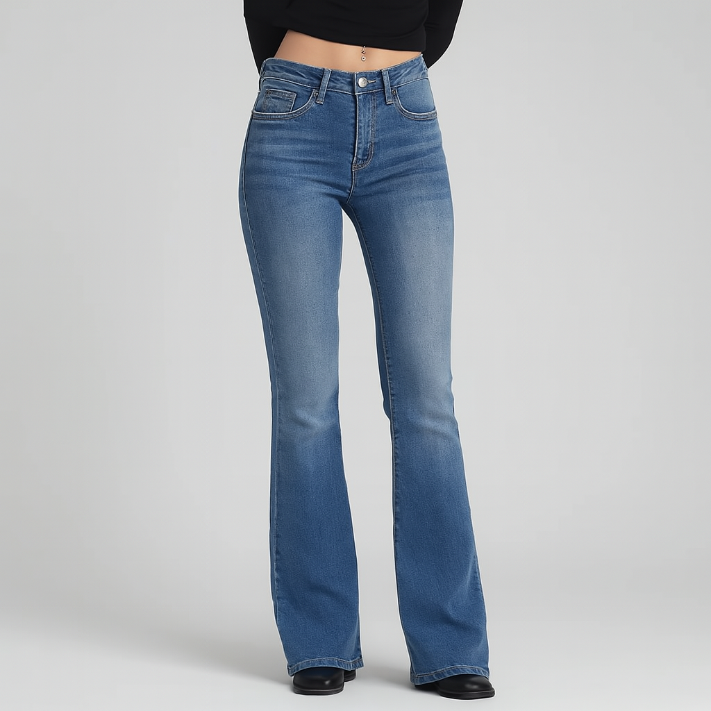 Sarah – Højtaljede damejeans med svajer i stretchdenim i vintage-stil
