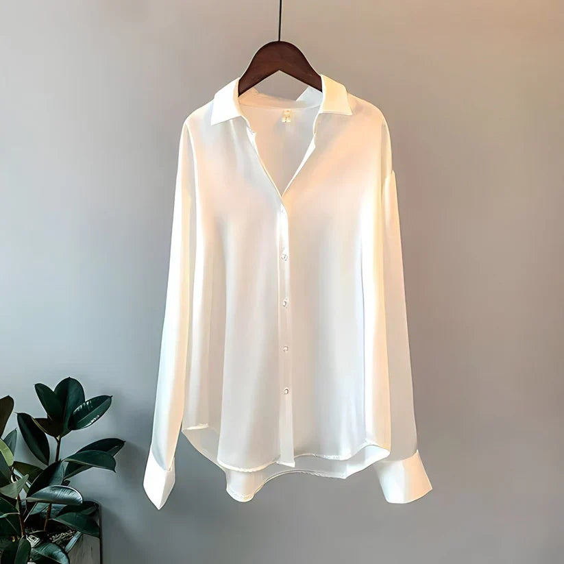 Edith| Silkebluse med lange ærmer