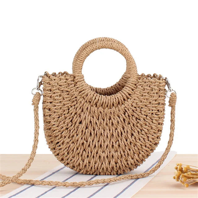 Håndvævet crossbody-taske af strå