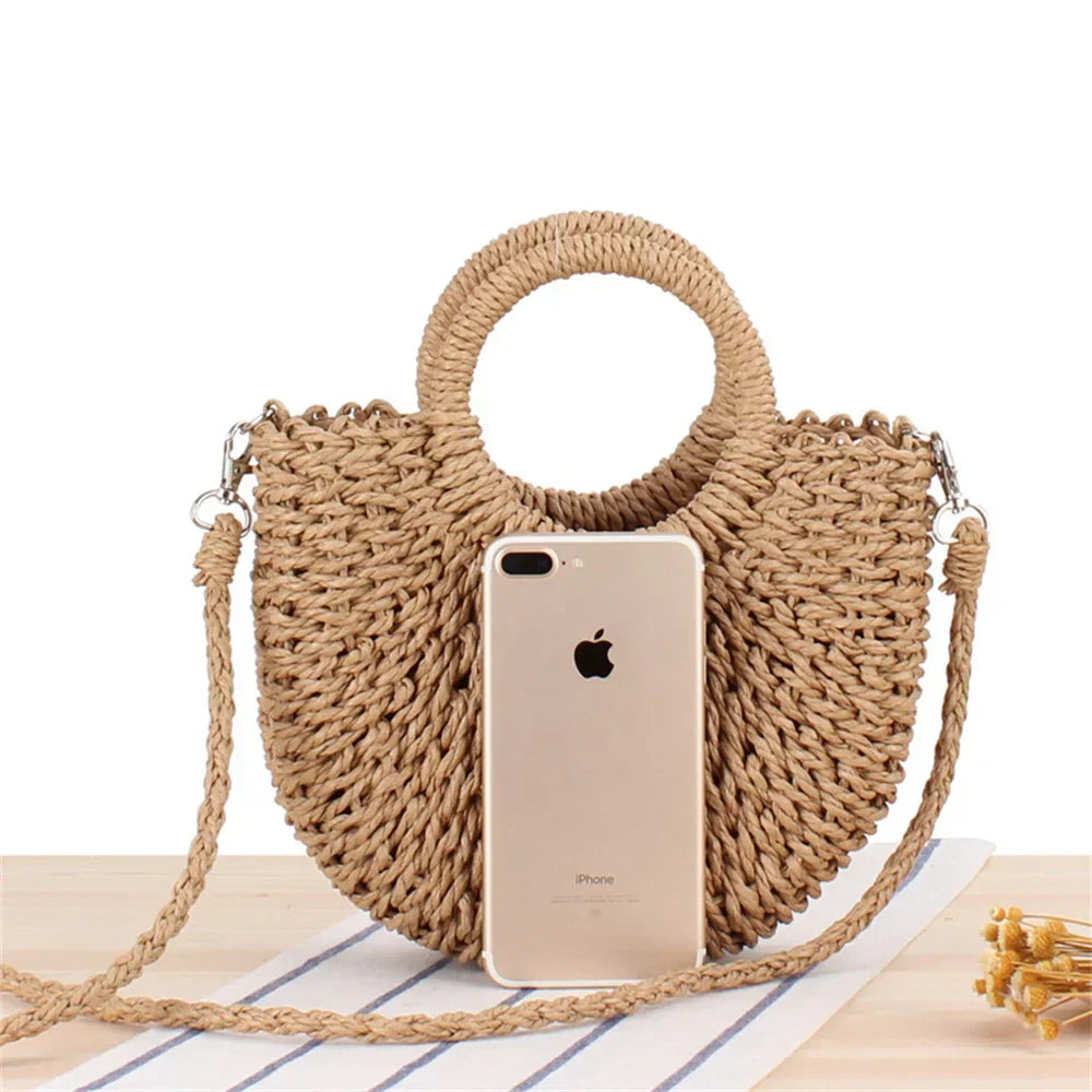 Håndvævet crossbody-taske af strå