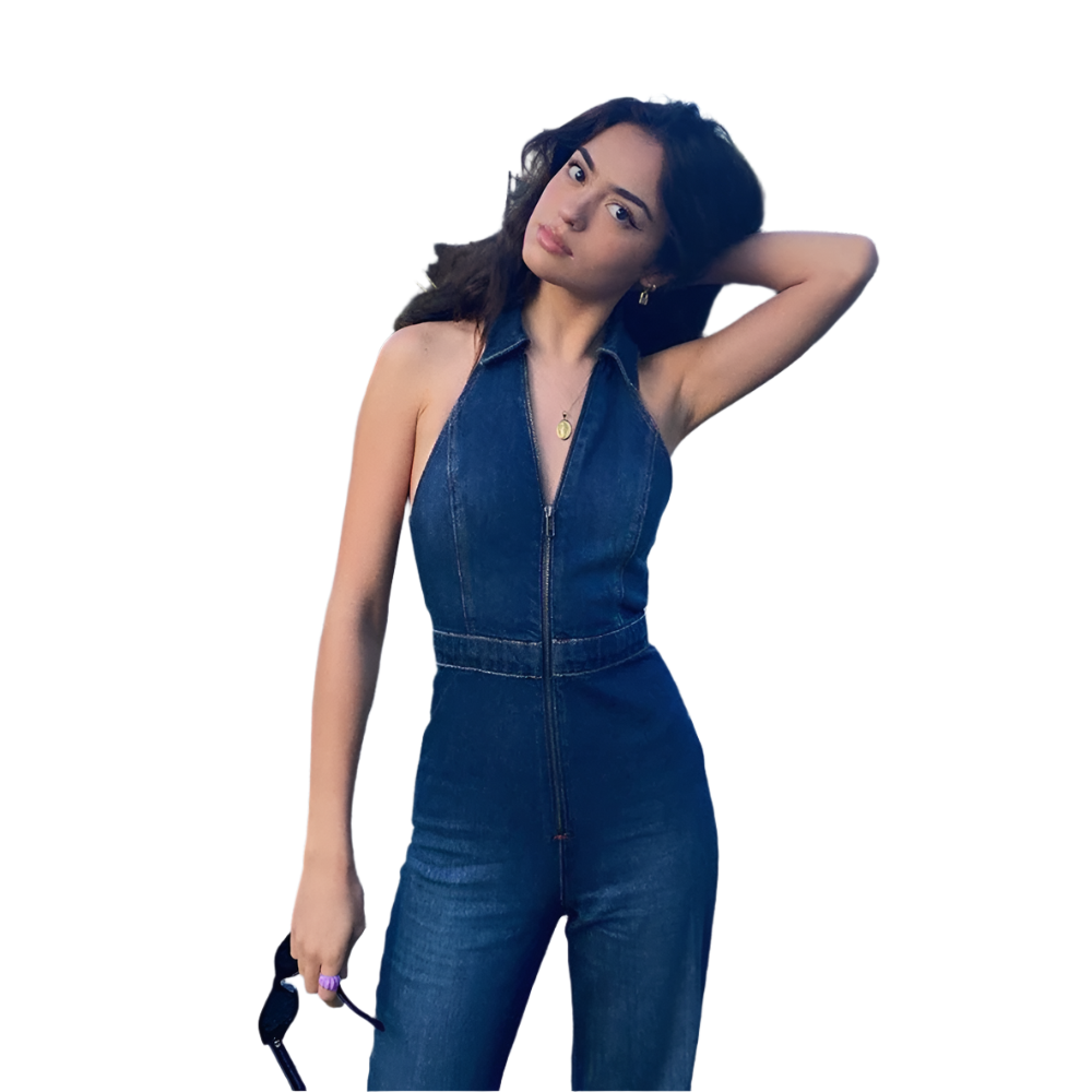 Katelyn - V-hals denim jumpsuit