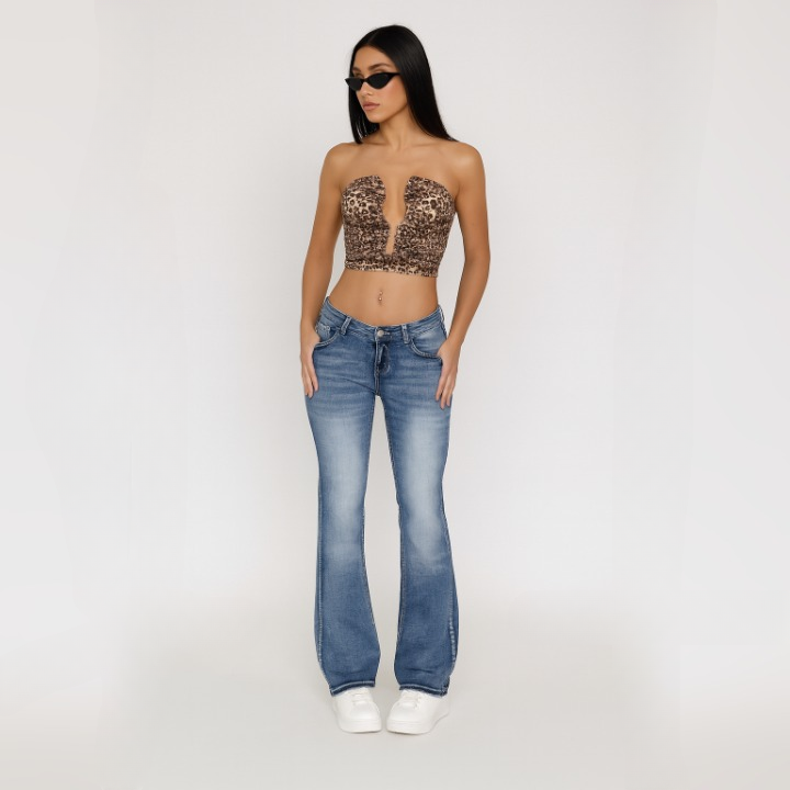 Eve – Damejeans med vasket flare – Casual fit med lommer