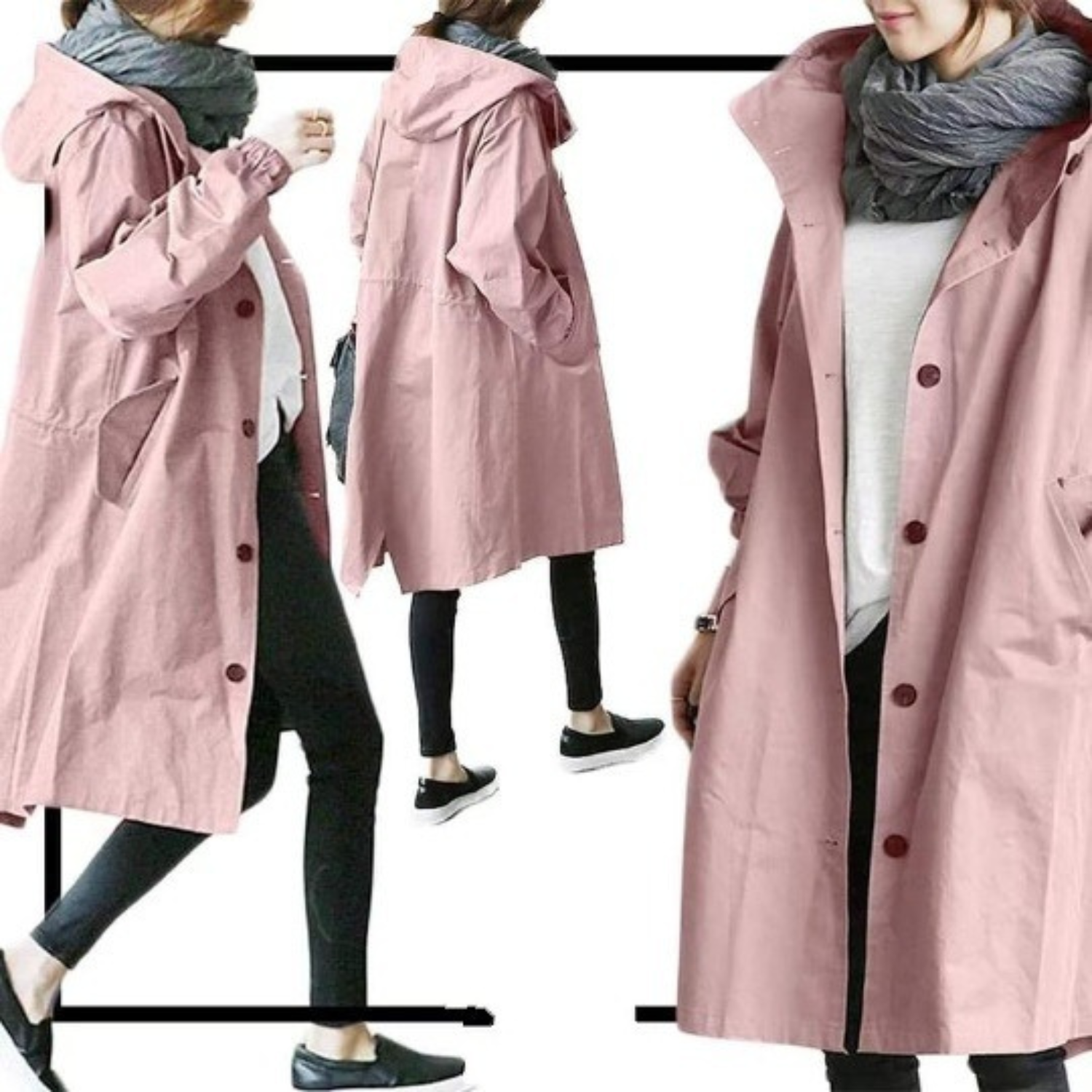 CELINE | Lang trenchcoat med hætte – stilfuld og funktionel