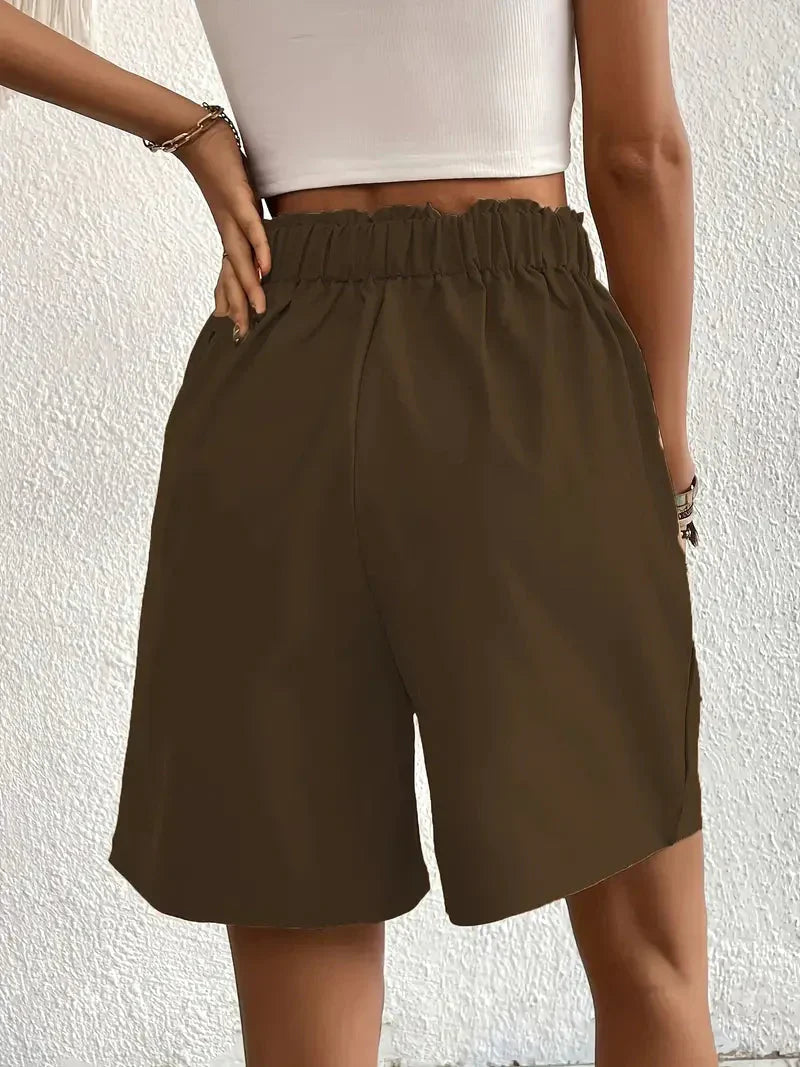 Nanna - Shorts i hør med høj talje