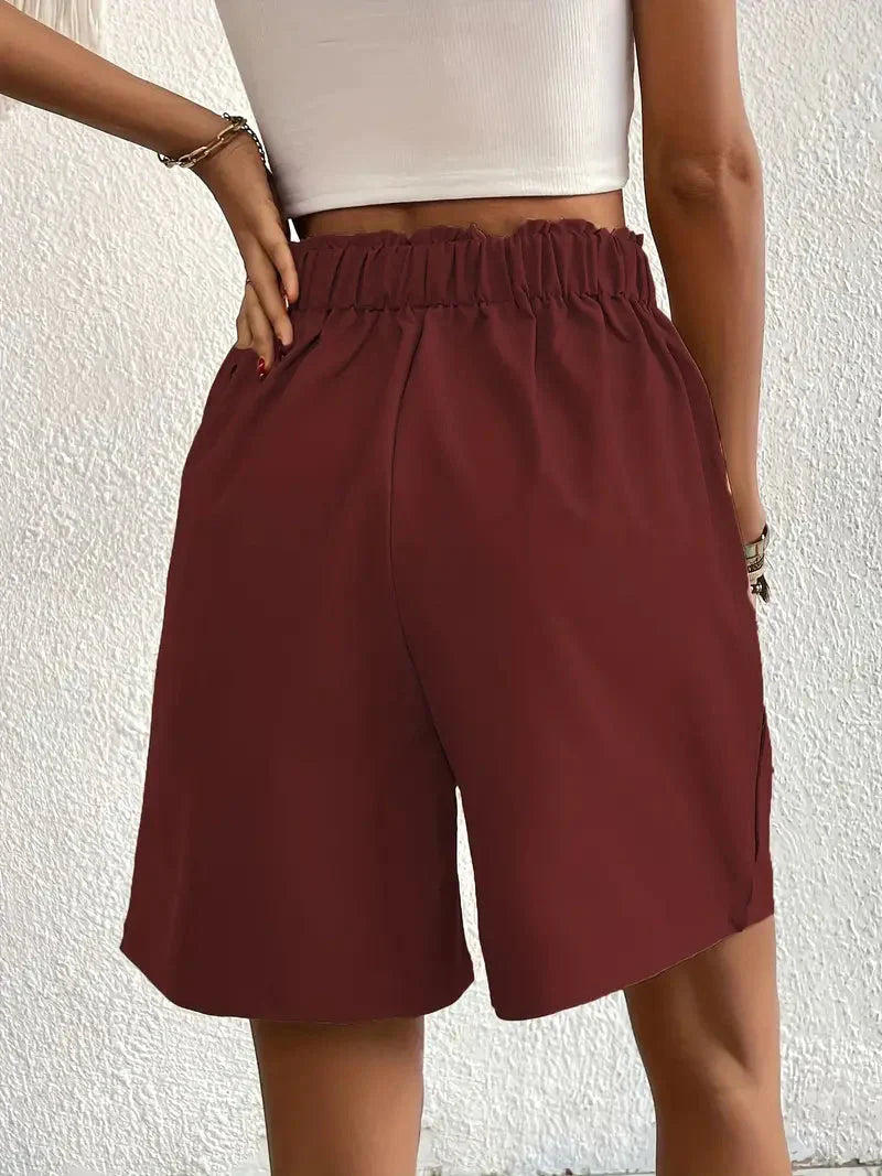Nanna - Shorts i hør med høj talje