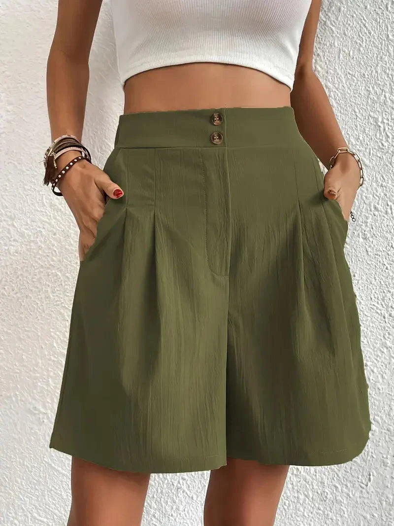 Nanna - Shorts i hør med høj talje