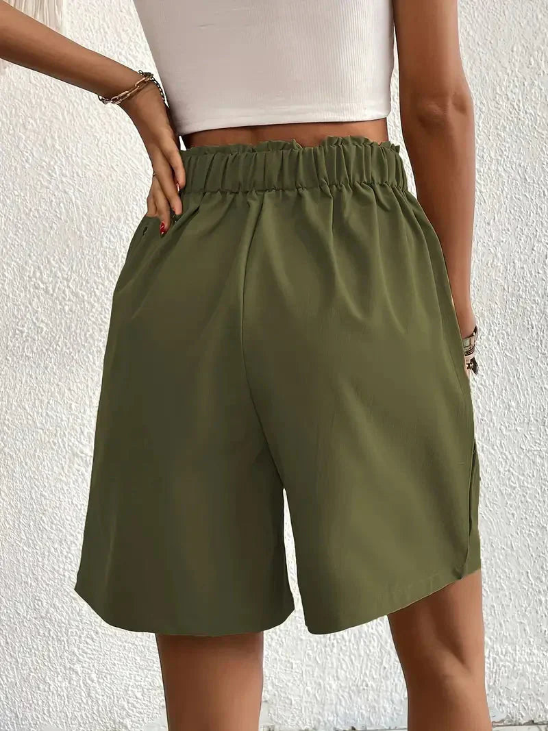Nanna - Shorts i hør med høj talje