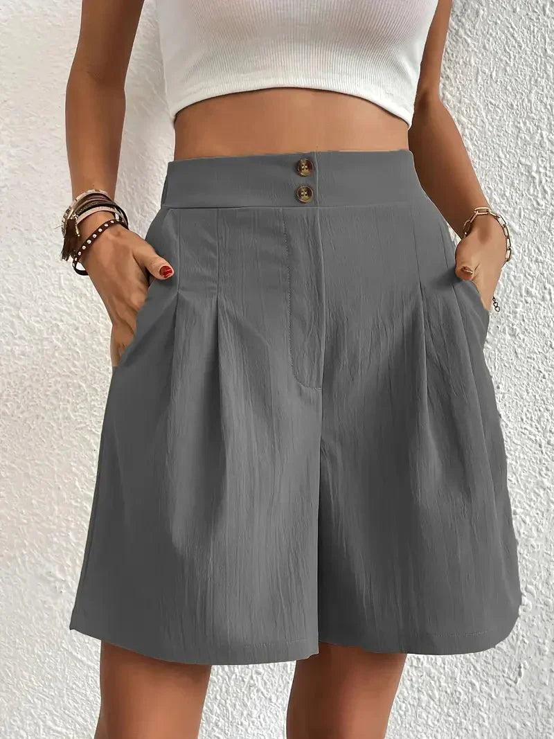 Nanna - Shorts i hør med høj talje