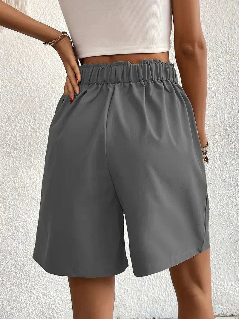 Nanna - Shorts i hør med høj talje