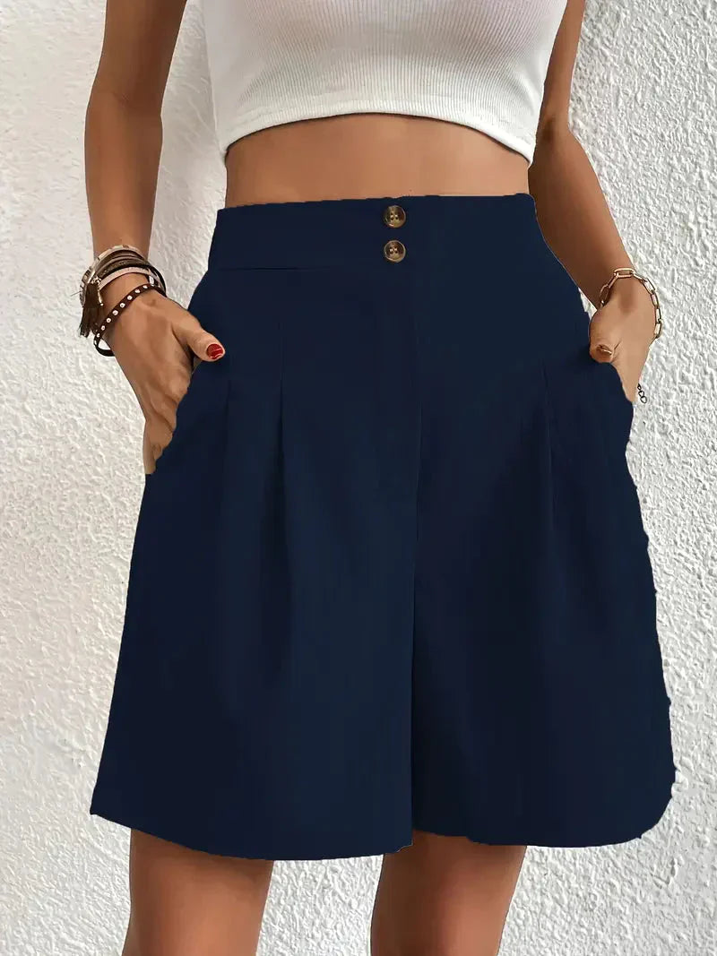Nanna - Shorts i hør med høj talje