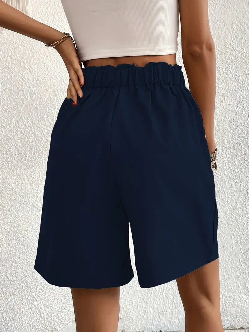 Nanna - Shorts i hør med høj talje